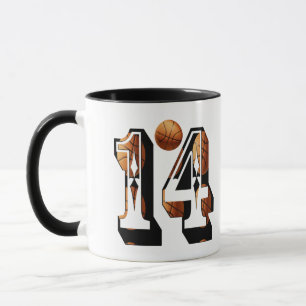 Basketball Number 14 Picture Logo, Mug