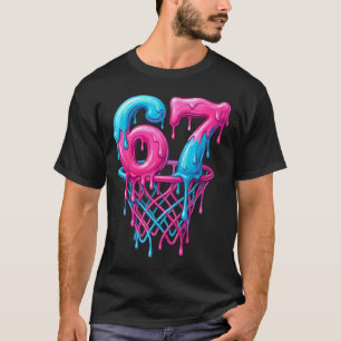 Basketball Number 67 Drip - Pink and Blue Slime Ho T-Shirt