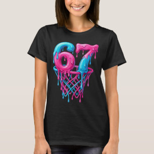 Basketball Number 67 Drip - Pink and Blue Slime Ho T-Shirt