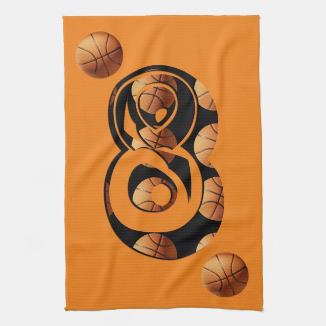 Basketball Number Eight, Tea Towel (Vertical)
