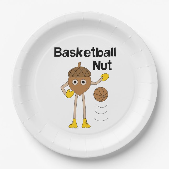 Basketball Nut Text Paper Plate (Front)