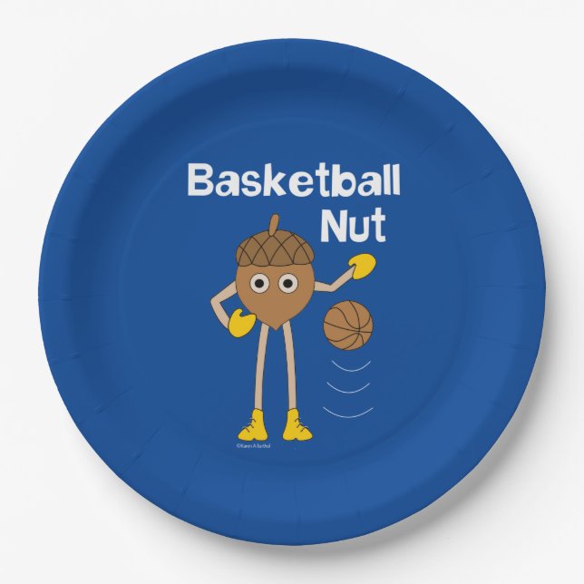 Basketball Nut Text Paper Plate (Front)