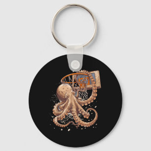 Basketball Octopus Artwork Slam Dunk Basketball Pl Key Ring
