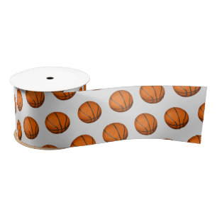 Basketball on Grey Satin Ribbon
