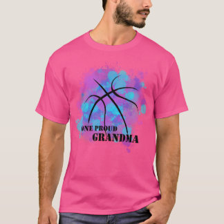 Basketball- One Proud Grandma- Pink And Blue T-Shirt