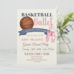 Basketball or Ballet Gender Reveal Party Invitation