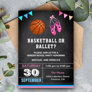 Basketball or Ballet Gender Reveal Party Invitation