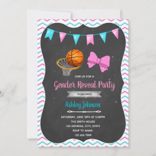 Basketball or Bows gender reveal invitation
