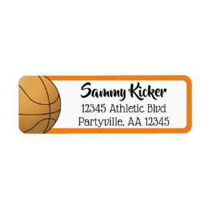 Basketball Orange & Black Address Return Address Label