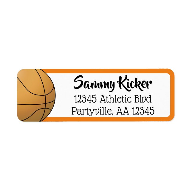 Basketball Orange & Black Address Return Address Label (Front)