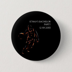 Basketball Orange Black Bachelor / Birthday Party 6 Cm Round Badge