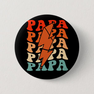 Basketball Papa Dad Retro Groovy Lightning Bolt Fa 6 Cm Round Badge
