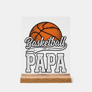 Basketball Papa Vintage Engraving Shirt Design_1 Acrylic Sign