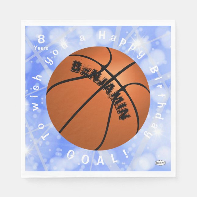 Basketball Paper Napkin Birthday Theme HAMbyWG (Front)