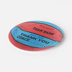BASKETBALL PAPER PLATES Blue L Red bl