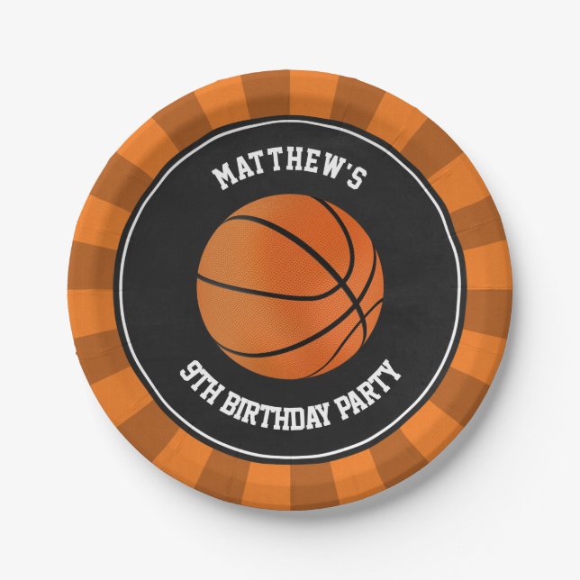 Basketball Party Cake Lunch Plates Personalised (Front)