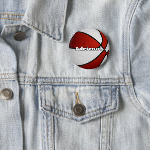 basketball party favors red team colors 6 cm round badge