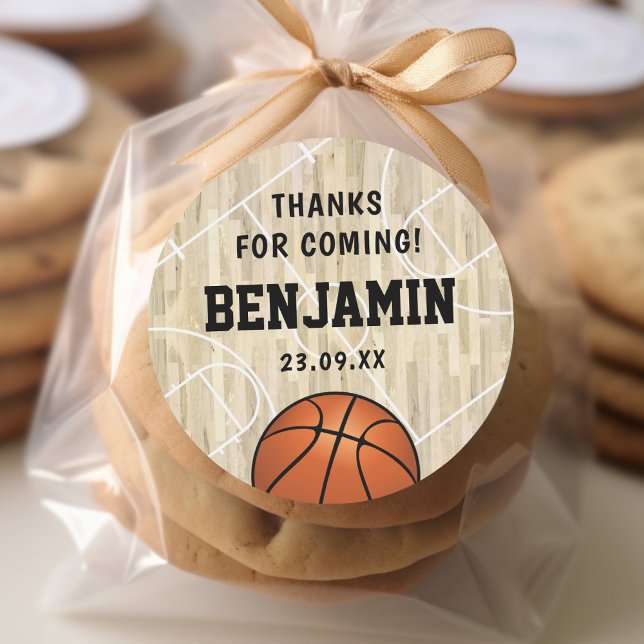 Basketball Party Favour Classic Round Sticker (Creator Uploaded)
