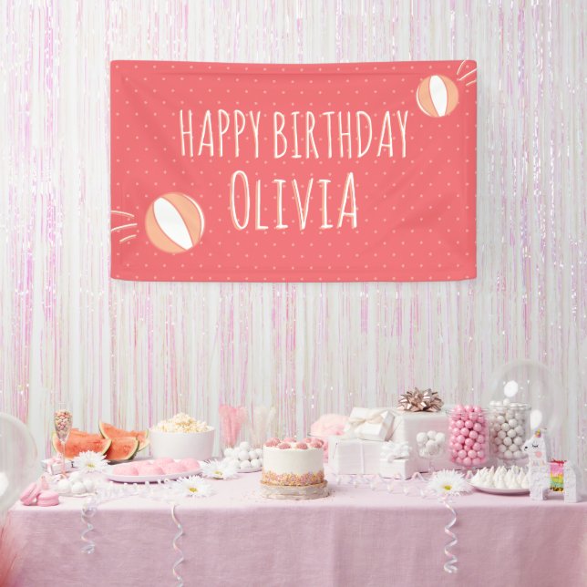 Basketball Party Illustrated Custom Banner (Party)