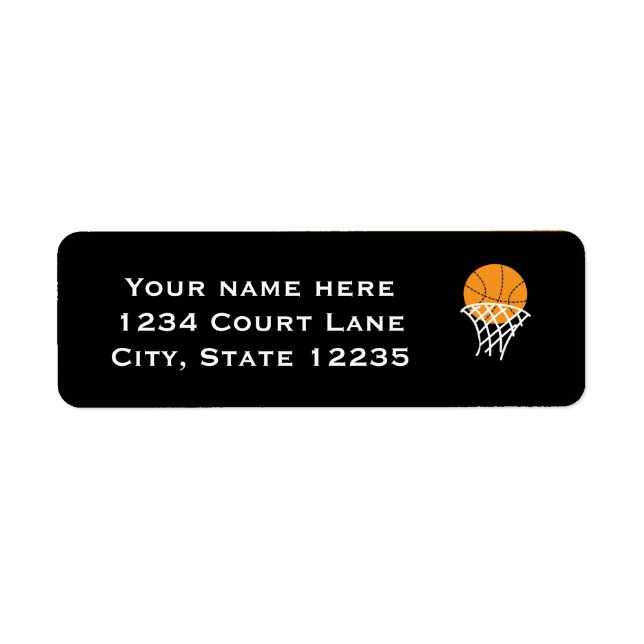 Basketball Party Invitation Card Address Label Return Address Label (Front)