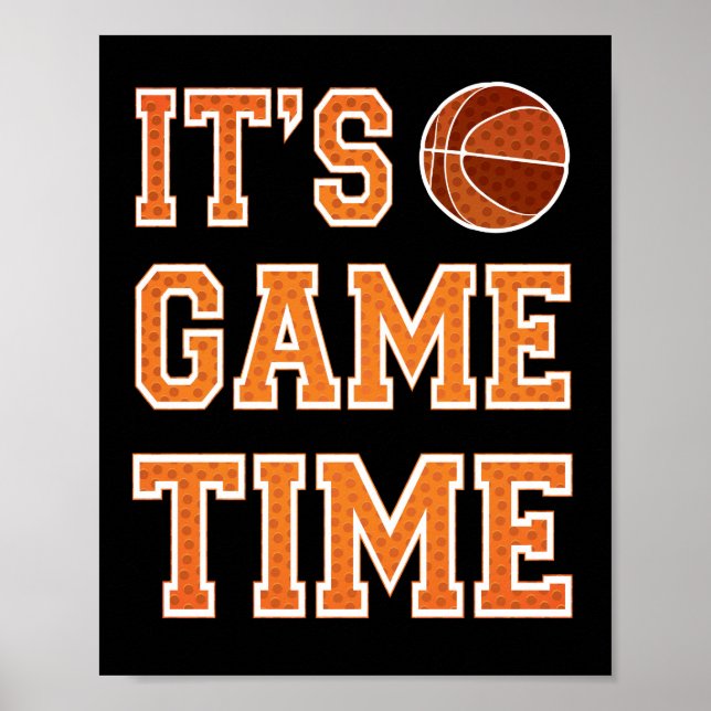Basketball Party IT'S GAME TIME Sign Print (Front)