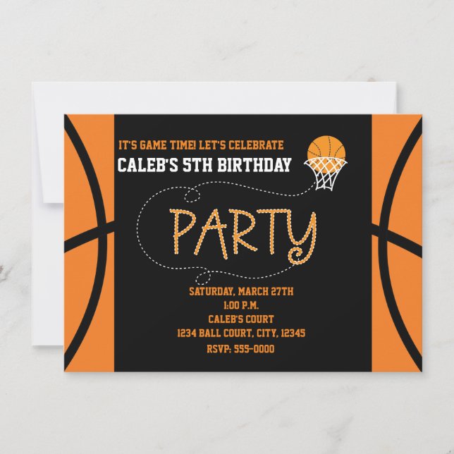 BASKETBALL PARTY Typography Birthday Invitation (Front)