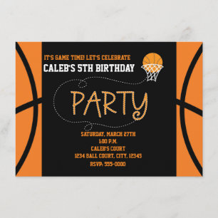 BASKETBALL PARTY Typography Birthday Invitation