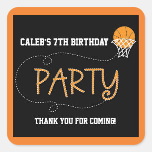 BASKETBALL PARTY TYPOGRAPHY Cute Sticker Label
