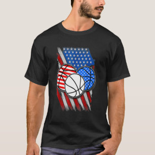 Basketball Patriotic American Flag 4th Of July T-Shirt