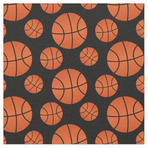 Basketball Pattern Black Background Fabric