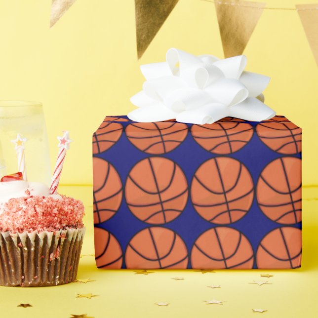 Basketball Pattern Custom Wrapping Paper (Birthday Party)