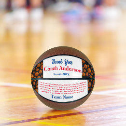 Basketball Pattern Inspirational Thank You Coach