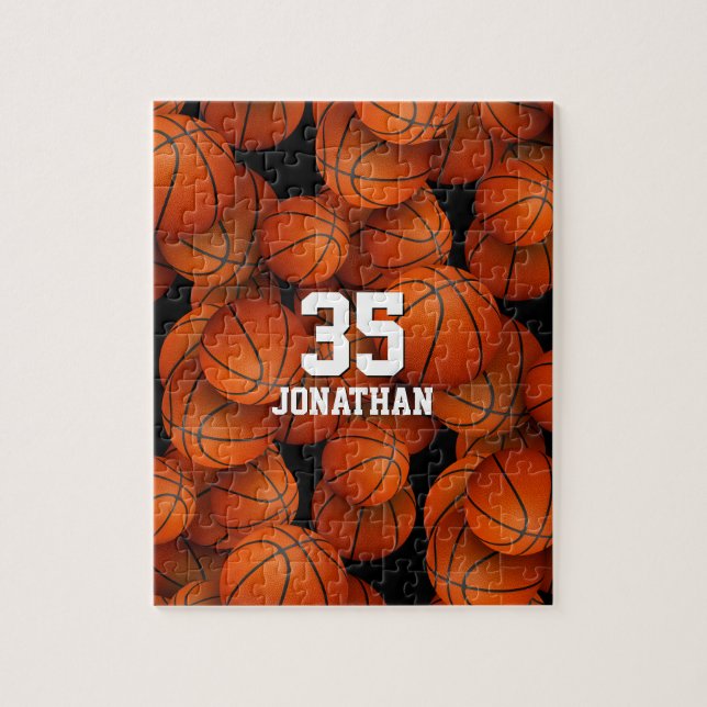Basketball pattern jigsaw puzzle for boys or girls (Vertical)