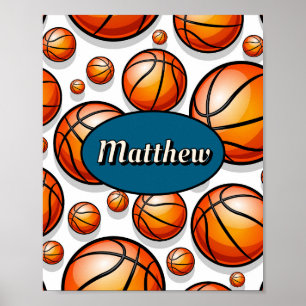 Basketball pattern name poster