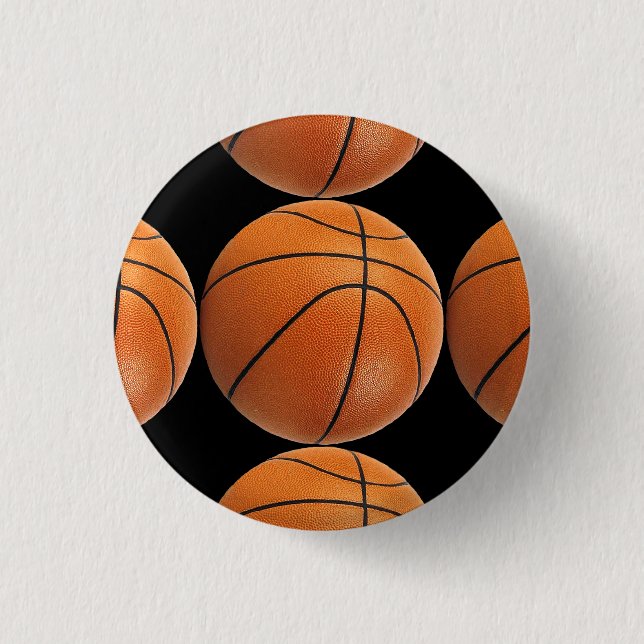 Basketball Pattern on Black 3 Cm Round Badge (Front)