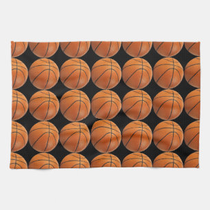 Basketball Pattern on Black Kitchen Towel