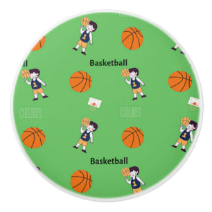 Basketball pattern on green ceramic knob