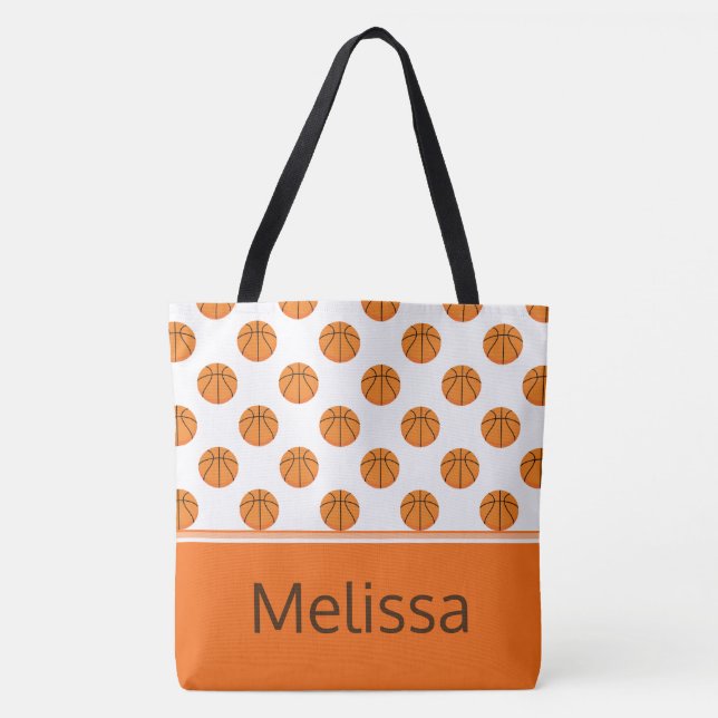 Basketball Pattern | Personalised Tote Bag (Front)