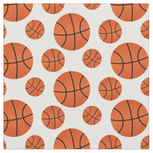 Basketball Pattern White Background Fabric
