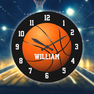 Basketball Personalised Custom Name Large Clock