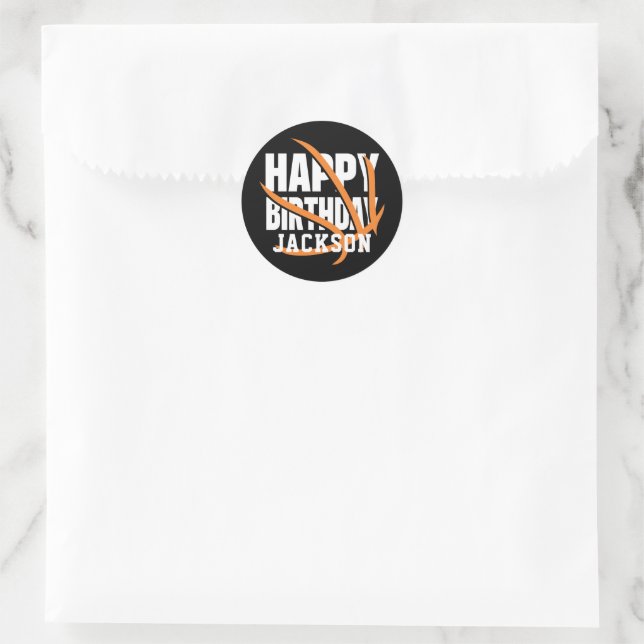 Basketball Personalised Happy Birthday Classic Round Sticker (Bag)