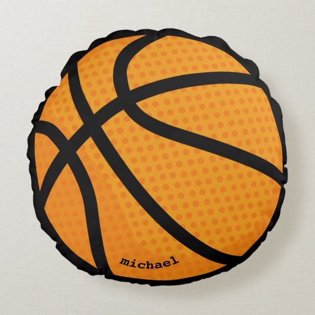 Basketball personalised name round cushion (Front)