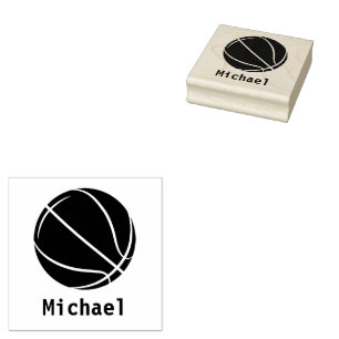 Basketball  Personalised Name Rubber Stamp
