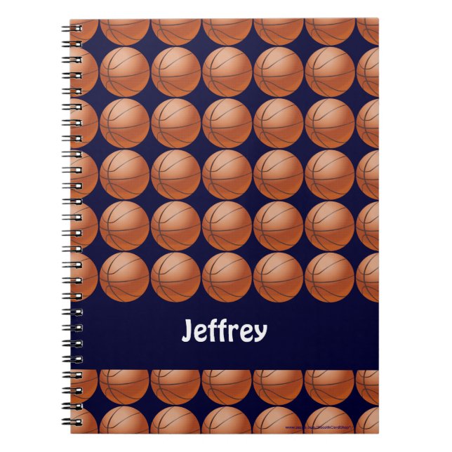 Basketball Personalised Name Spiral Notebook (Front)