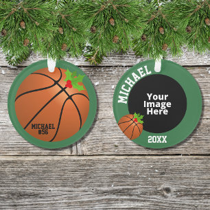 Basketball Personalised Photo Christmas Ornament