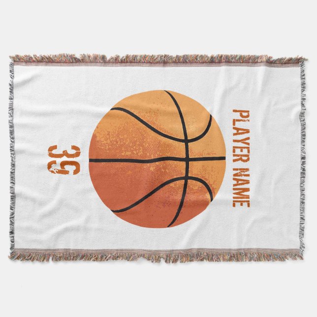 Basketball (Personalizable) Throw Blanket (Front)
