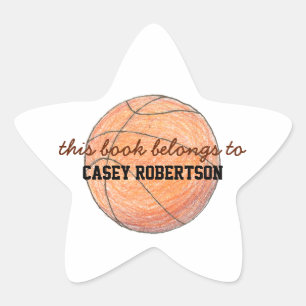Basketball personalized bookplates for kids - star sticker