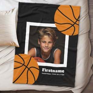 Basketball Photo Add Your Name - Can Edit Colour Fleece Blanket