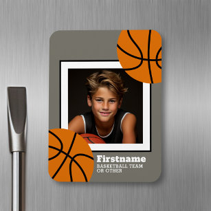 Basketball Photo Add Your Name - Can Edit Colour Magnet