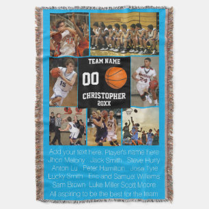 Basketball photo collage fleece blanket